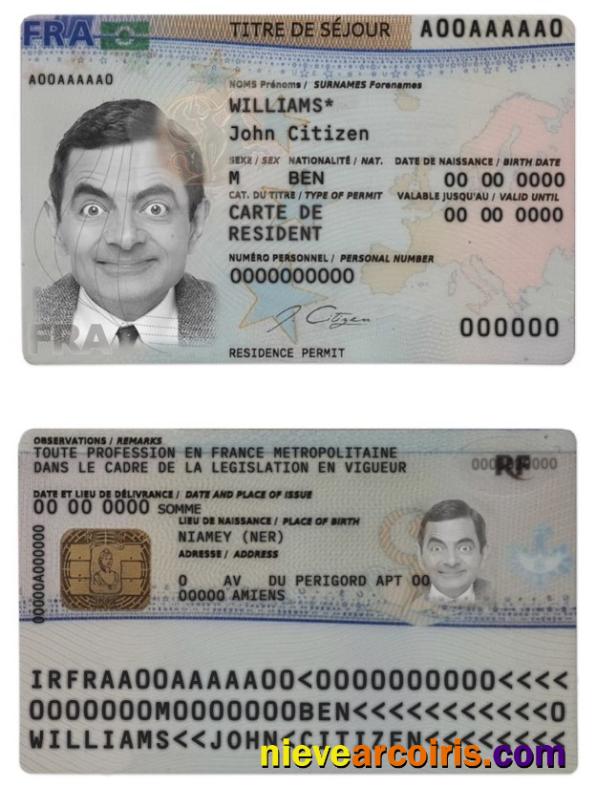 France residence permit (titre de séjour), with all fonts (2019 – present)